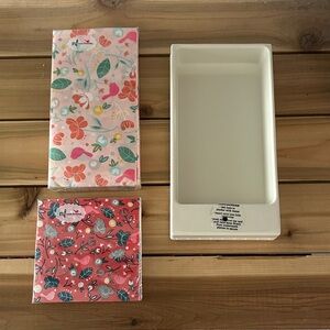 Nora Fleming Retired Pearl Dot Melamine Guest Towel holder Set w/2 pks napkins